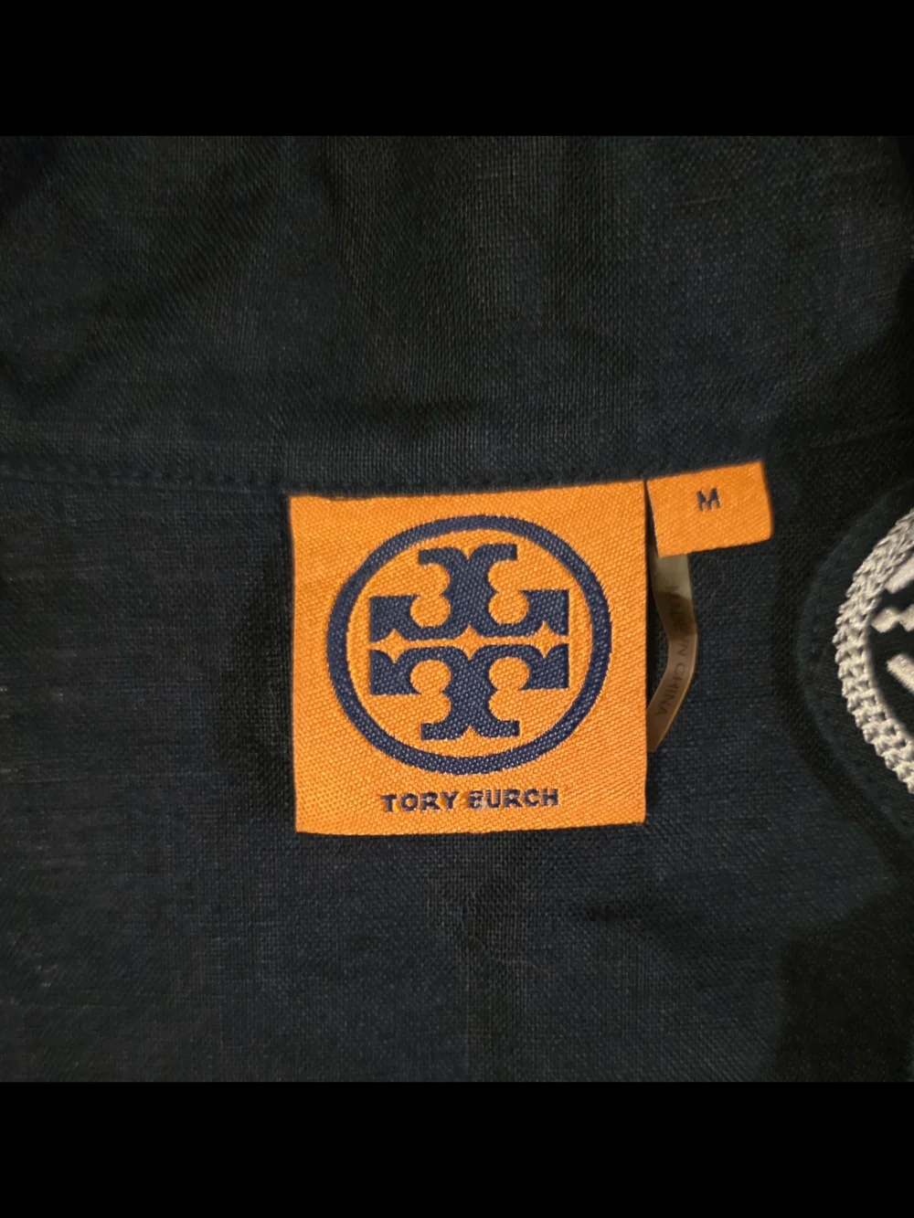 Tory Burch Linen Navy Tunic Swim Coverup with Embroidered Trim Size Medium